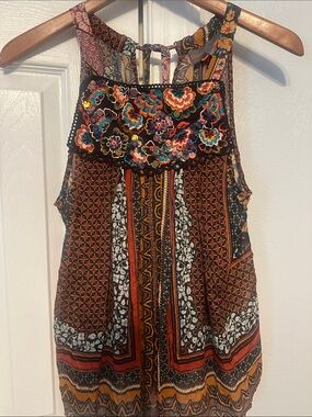 Embroidered Boho Floral Tank Camisole - Multicolor